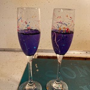 Hand Painted Champagne Flutes